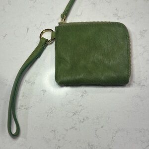 Madewell Green Leather Wristlet Clutch